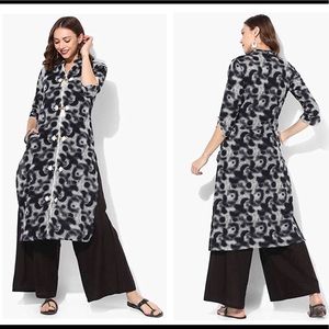 Black Kurta Set Tunic Dress With Palazzo Pant